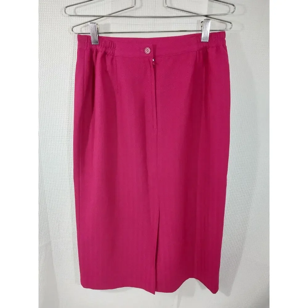 SAG HARBOR! FUSCHIA PINK, 6 BUTTON, 2 PC SKIRT & JACKET, BLAZER SUIT SET! SZ 10